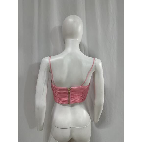 Aje 'Laurier' Pink Wave Cropped Pliss�-Organza Top Size 0 - Picture 2 of 4